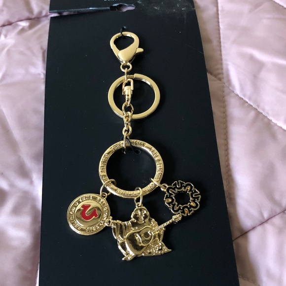 NEW True Religion Gold and Black Key Chain/Purse Chatm - Picture 1 of 5